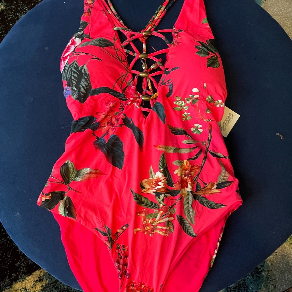 TiniBikini Reversible Pink Floral One Piece Swimsuit